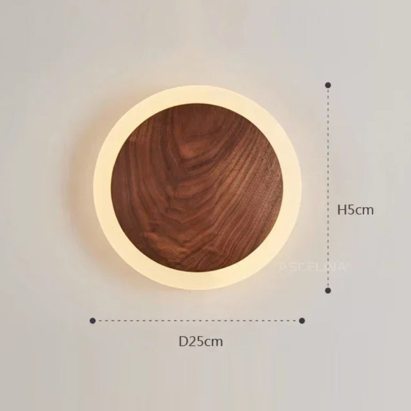 Applique murale bois cercle lumineux | Design chic et naturel 25 cm / Blanc chaud