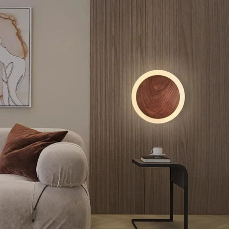 Applique murale bois cercle lumineux | Design chic et naturel