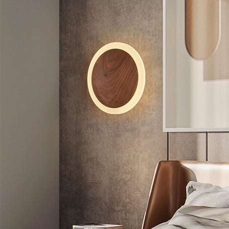Applique murale bois cercle lumineux | Design chic et naturel