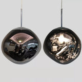 Suspension en verre soufflé style boule de lave | Création modulable 15 cm / PVC / Gris fumé
