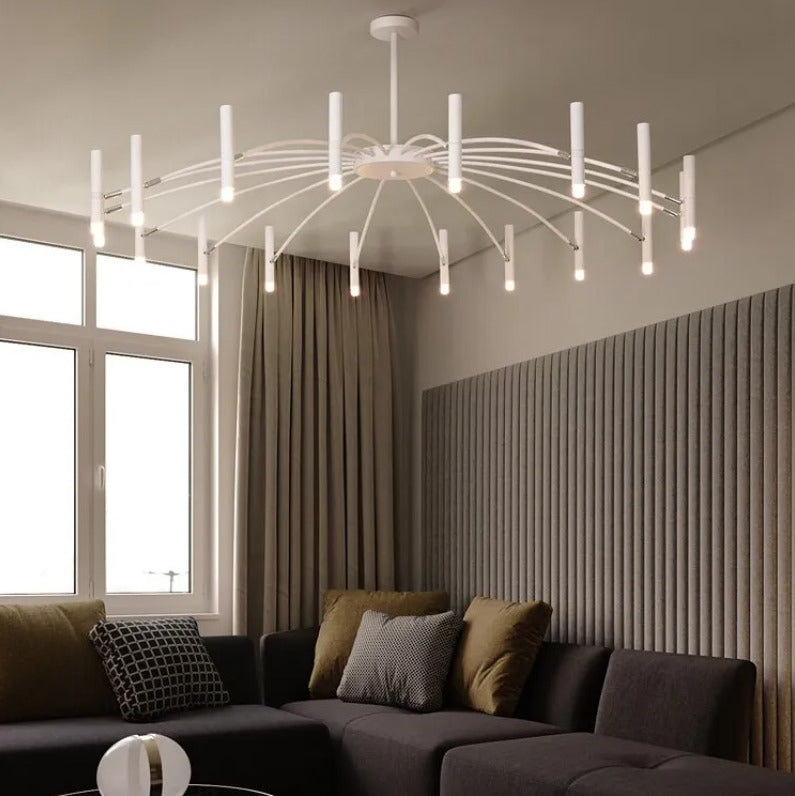 Lustre circulaire architectural en tubes à LED | Luminaire au design moderne
