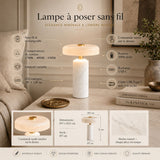 Lampe de table LED sans fil en marbre blanc | Design contemporain MARBELA