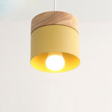 Suspension bois et métal coloré style nordique Jaune