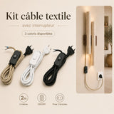 Kit câble textile avec interrupteur pour applique murale – 2 m