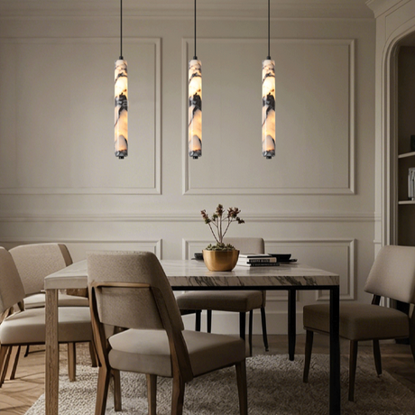 Suspension cylindrique en marbre | Luminaire chic & élégant