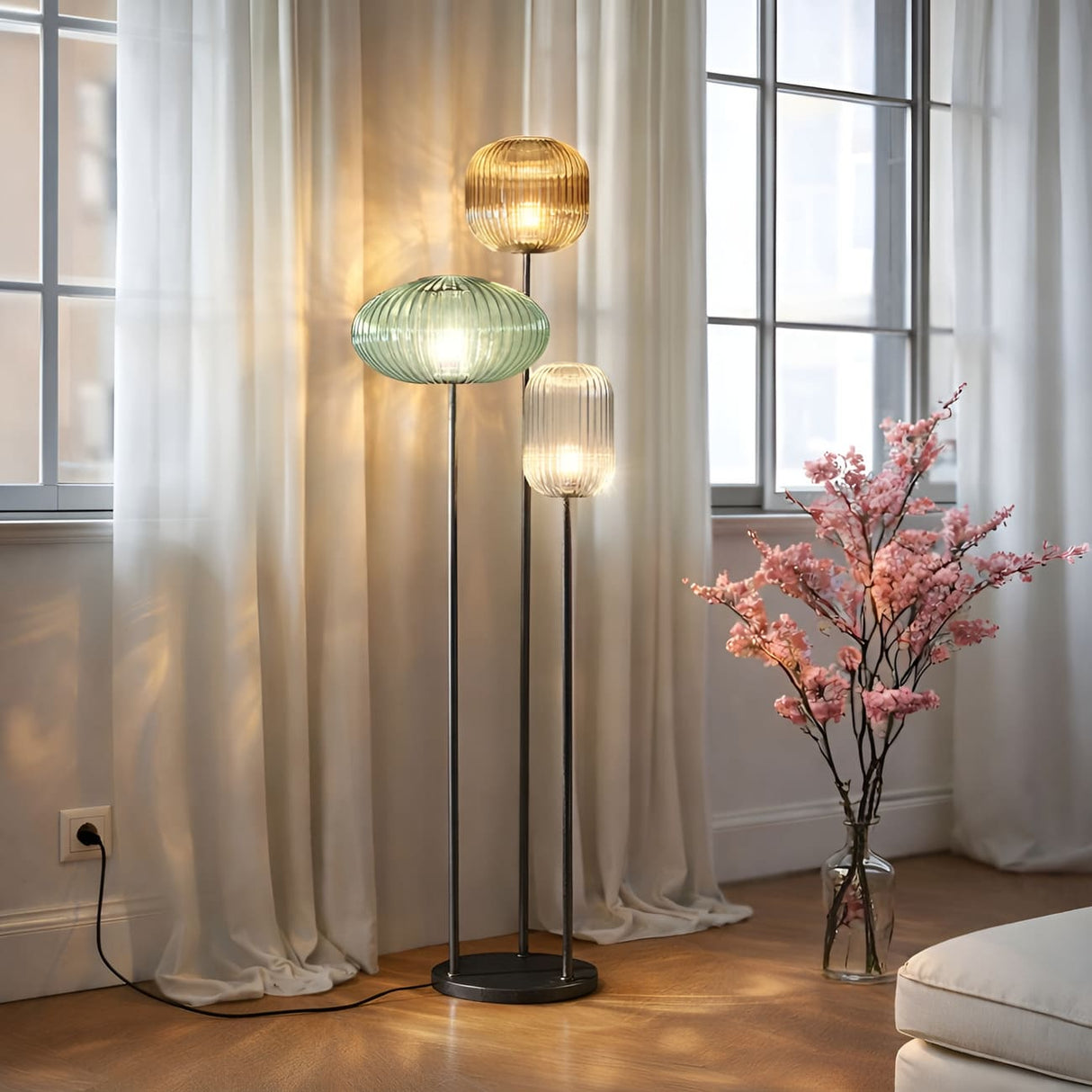 Lampadaire en verre vintage CRISTALI | 3 luminaires à personnaliser
