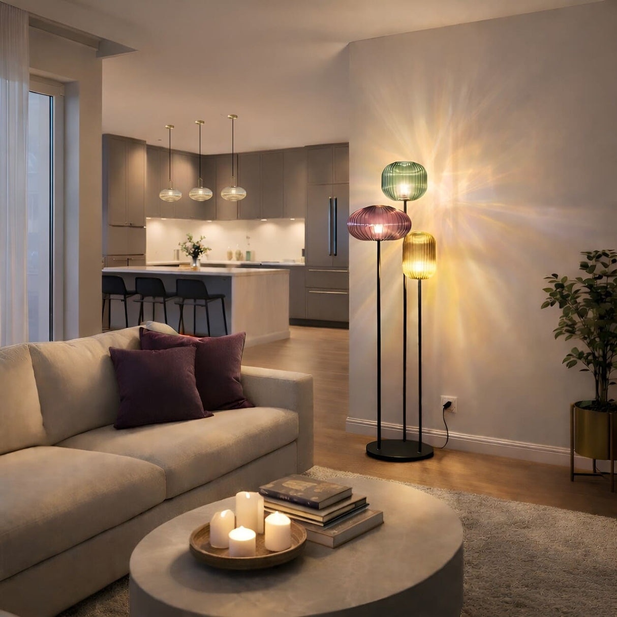 Lampadaire en verre vintage CRISTALI | 3 luminaires à personnaliser