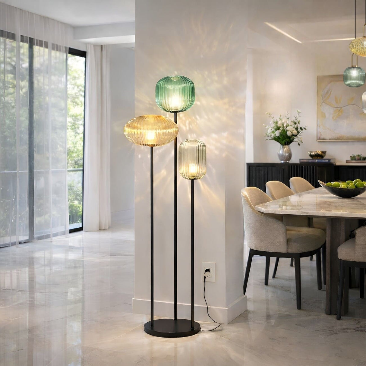 Lampadaire en verre vintage CRISTALI | 3 luminaires à personnaliser