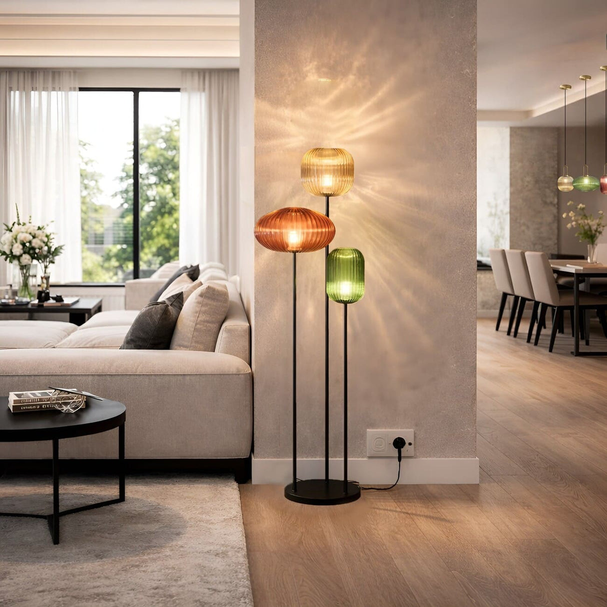 Lampadaire en verre vintage CRISTALI | 3 luminaires à personnaliser