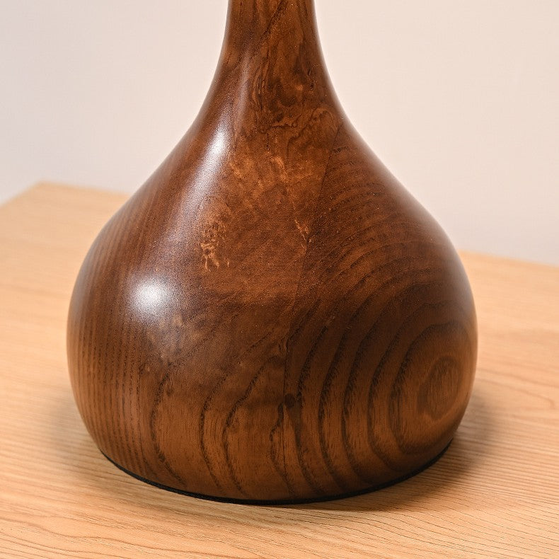 Lampe à poser bois et verre fumé | Design organique