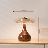Lampe à poser bois et verre fumé | Design organique Petit / Blanc chaud