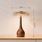 Lampe à poser bois et verre fumé | Design organique Grand / Blanc chaud