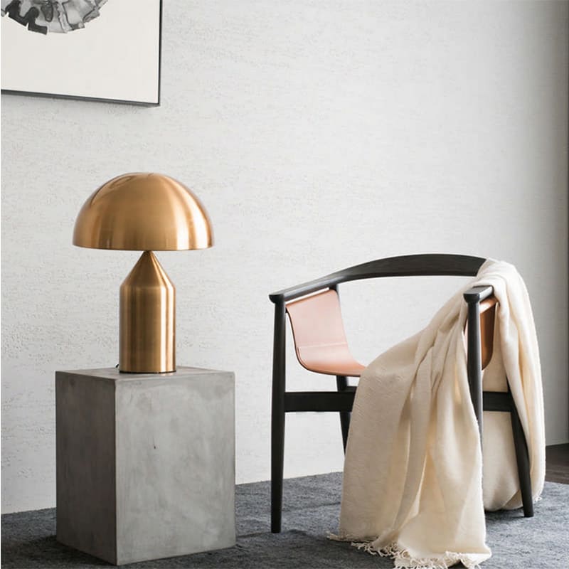 Lampe à poser design champignon Or