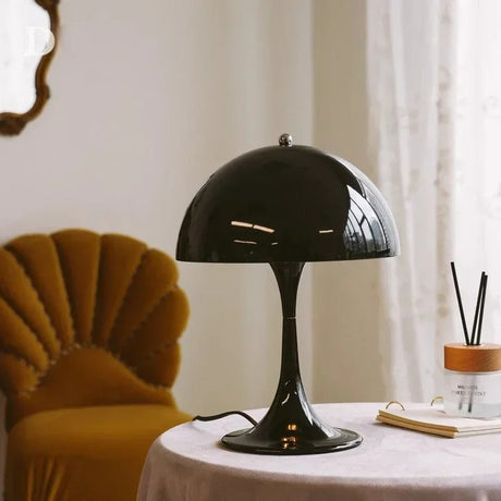 Lampe champignon en métal | Luminaire de table style rétro futuriste Noir / Blanc froid