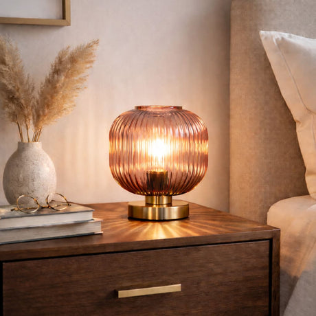 Lampe de chevet terracotta en verre