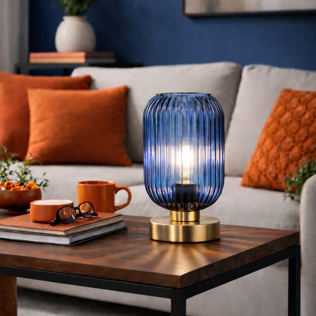 Lampe en verre bleu