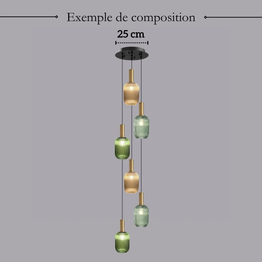 Lustre cage d'escalier en verre