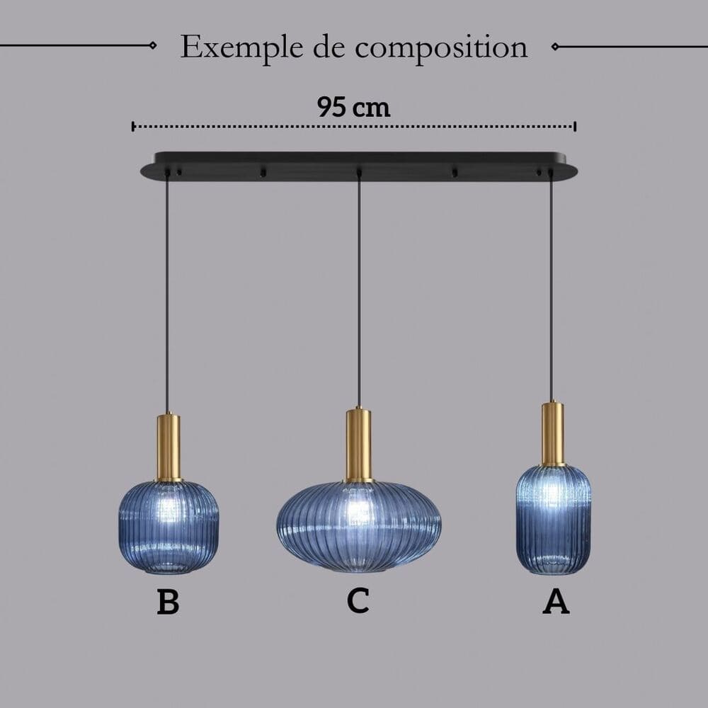 Lustre en verre 3 suspensions
