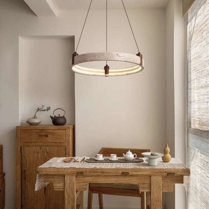 Lustre anneau en pierre naturelle