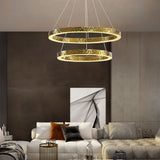 Lustre anneaux martelés dorés | Contemporain & Chic