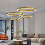 Lustre anneaux martelés dorés | Contemporain & Chic