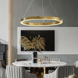 Lustre anneaux martelés dorés | Contemporain & Chic