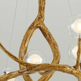 Lustre branche d’arbre à sphères lumineuses | Élégance rustique & design naturel