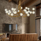 Lustre branche d’arbre à sphères lumineuses | Élégance rustique & design naturel