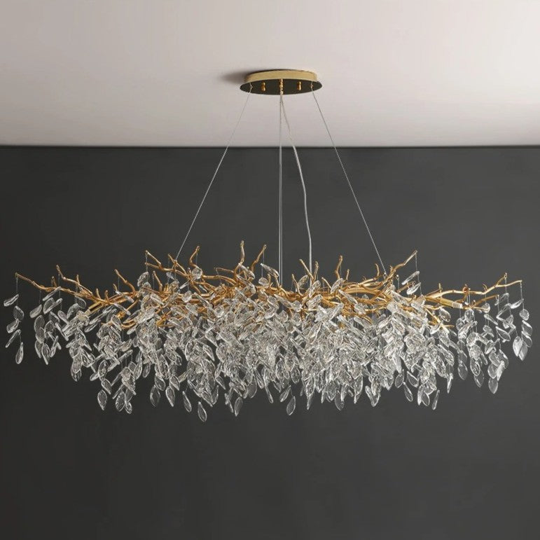 Lustre cascade cristalline doré ou argenté