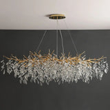 Lustre cascade cristalline doré ou argenté