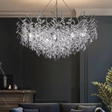 Lustre cascade cristalline doré ou argenté