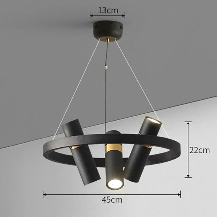 Lustre circulaire à spots orientables | Design moderne noir et or