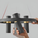 Lustre circulaire à spots orientables | Design moderne noir et or