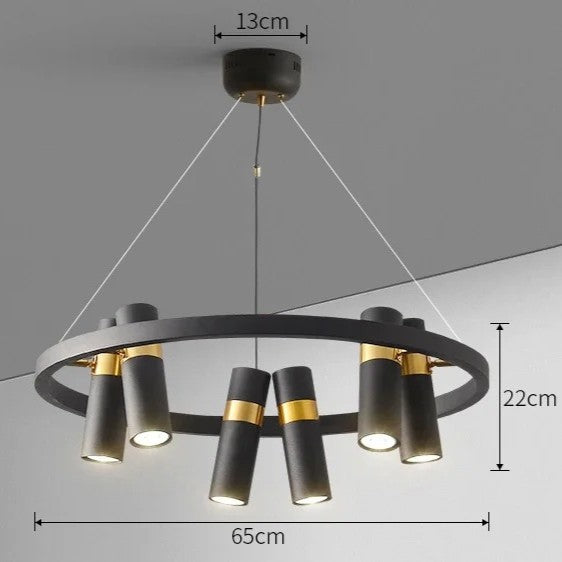 Lustre circulaire à spots orientables | Design moderne noir et or