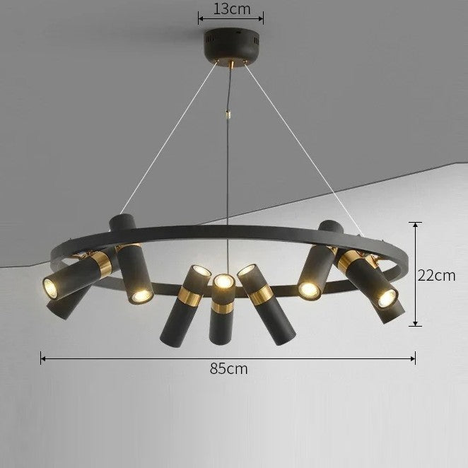 Lustre circulaire à spots orientables | Design moderne noir et or