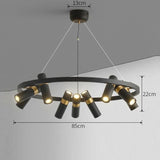 Lustre circulaire à spots orientables | Design moderne noir et or