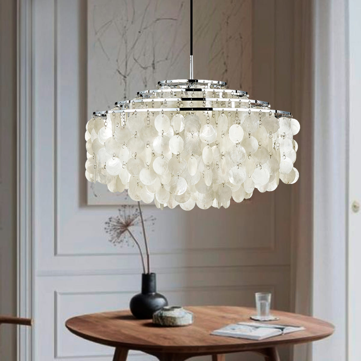 Lustre design en coquillages naturelles