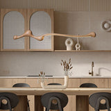 Lustre organique en bois massif | Design sculptural Marron clair