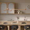 Lustre organique en bois massif | Design sculptural Marron clair