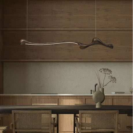 Lustre organique en bois massif | Design sculptural Marron foncé
