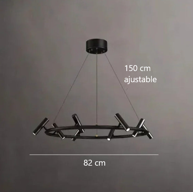 Lustre suspendu à spots orientables | Structure graphique et éclairage directionnel 8 Rond / Blanc chaud