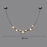 Lustre suspendu design à sangles de cuir et globes en verre Noir 3 mètres / Gris fumé / Blanc froid