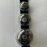 Lustre suspendu design à sangles de cuir et globes en verre
