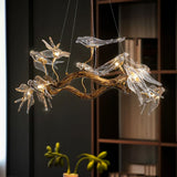 Lustre suspendu oiseaux en résine sculptée | Chic & sculptural