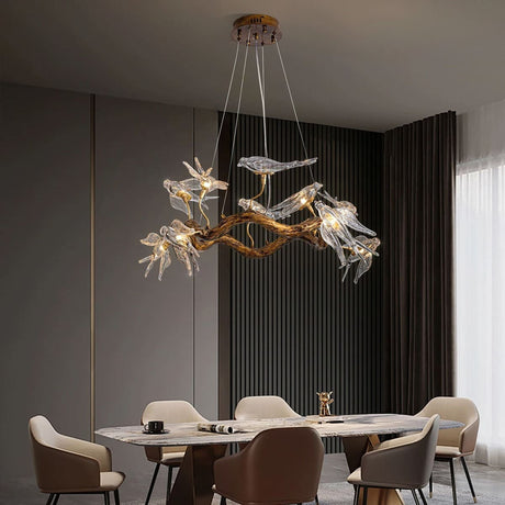 Lustre suspendu oiseaux en résine sculptée | Chic & sculptural