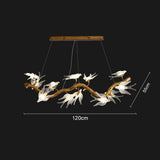 Lustre suspendu oiseaux en résine sculptée | Chic & sculptural Linéaire 120 cm / Blanc froid