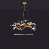 Lustre suspendu oiseaux en résine sculptée | Chic & sculptural Rond 60 cm / Blanc froid