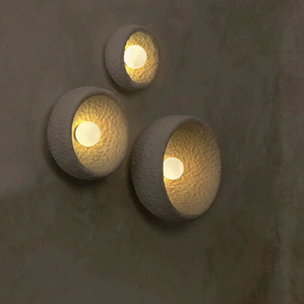 Applique murale disque texturée | Luminaire artistique en relief 20cm / Blanc chaud