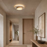 Plafonnier LED rond en travertin et bois | Design rétroéclairé en pierre naturelle ÉCLIPSE
