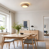 Plafonnier LED rond en travertin et bois | Design rétroéclairé en pierre naturelle ÉCLIPSE